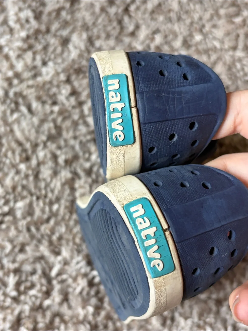 Native Kids Navy Blue and White Water Shoes